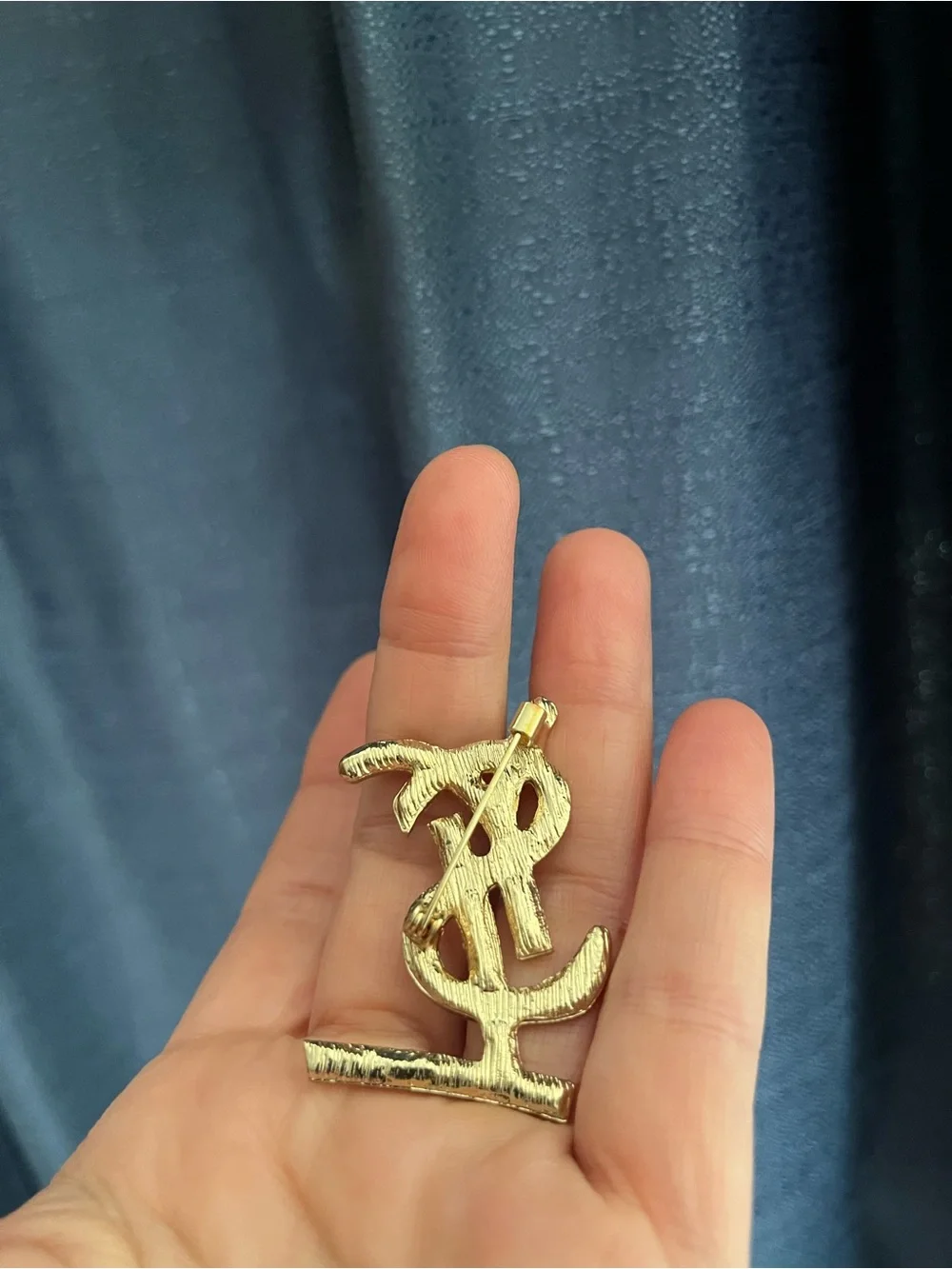 Gold Crystal Monogram Brooch - Women's Jewelry